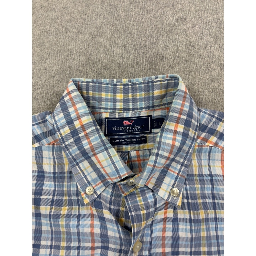 Vineyard Vines Slim Fit TUCKER Plaid Button Down Shirt (Men's Large) Blue - Picture 3 of 11